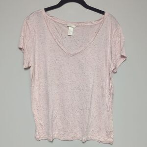H&M Pink V Neck Short Sleeve Shirt